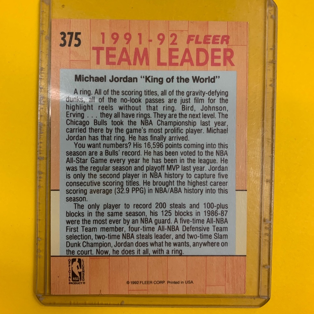 Michael Jordan 1991/92 Fleer Card Chicago Bulls #375 NBA Basketball 90s Vintage - Picture 2 of 2